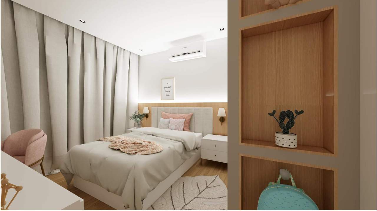 Quarto infantil - perspectiva ilustrativa do projeto